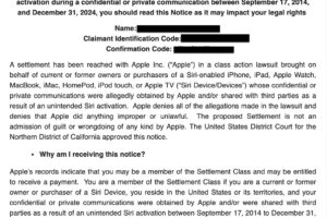 Notice of Class Action Email received May 12, 2025